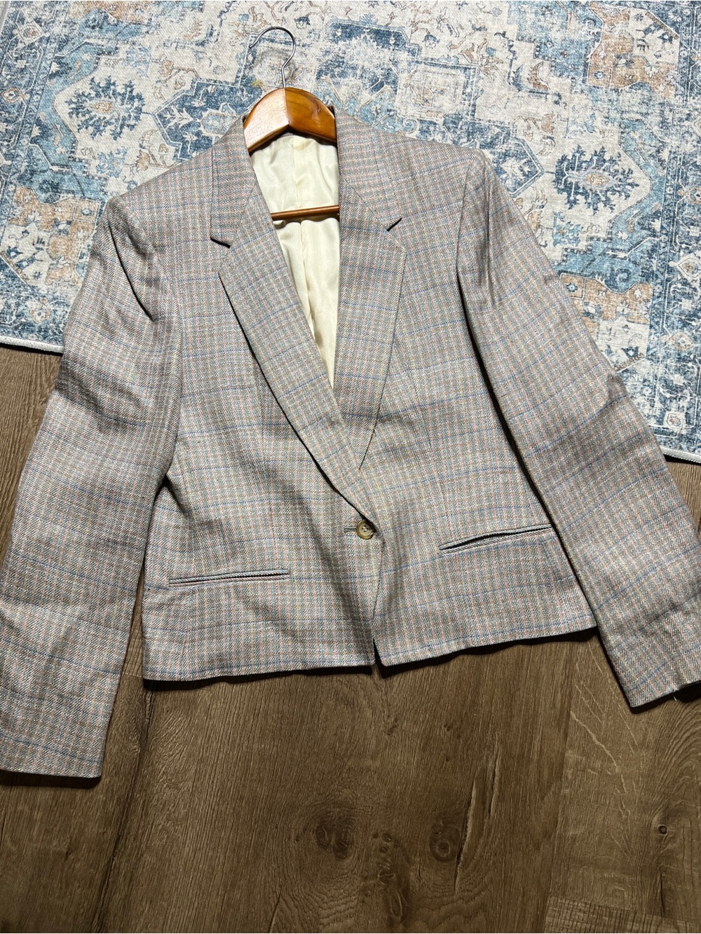Vintage The Ragalia Collection blazer Plaid Blazer with Cream Satin Lining